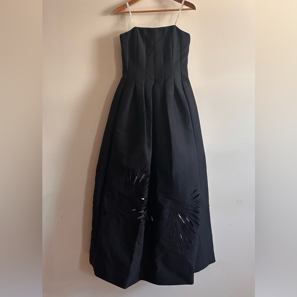 Halston Heritage Black Strapless Long Formal Dress